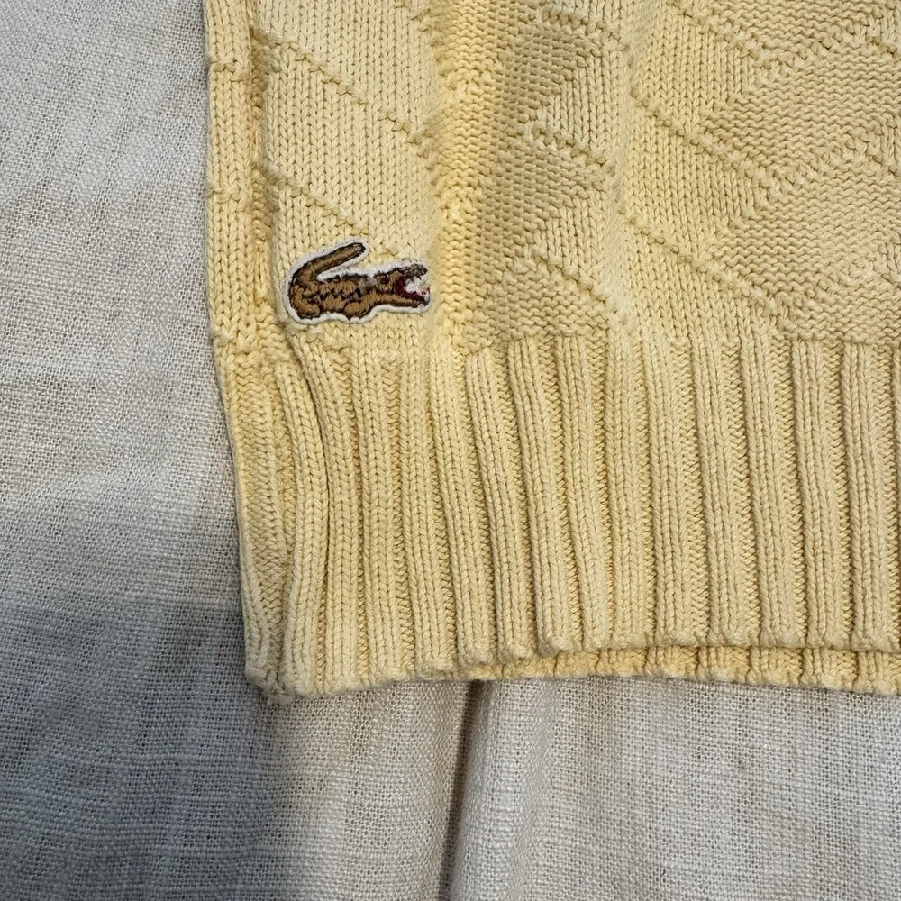 Lacoste Men's Vintage Chemise Geometric CableKnit Wool Sweater 80s Medium Luxury - Picture 5 of 5